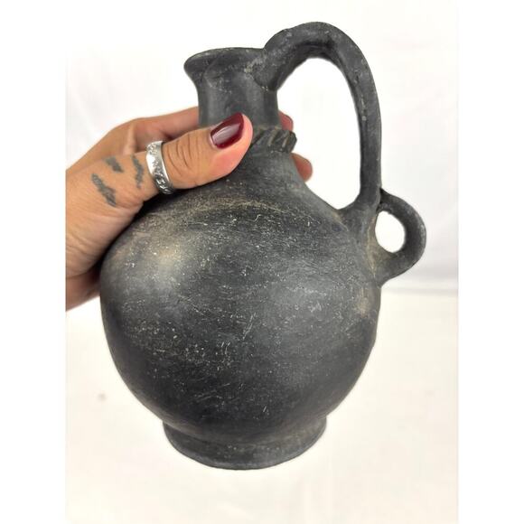Vintage Handmade Mexican Pottery Pitcher 7" Primitive Style Jug 1970s - Picture 11 of 15